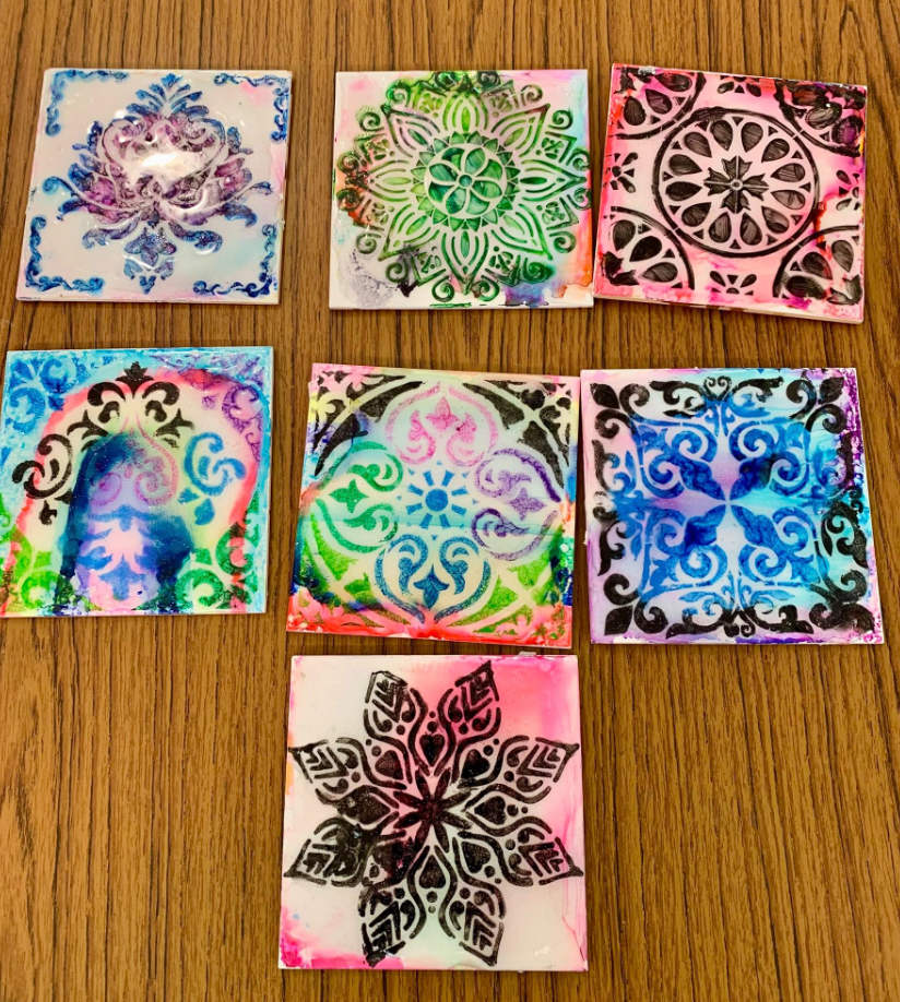 Beautiful decorative tiles created by participants